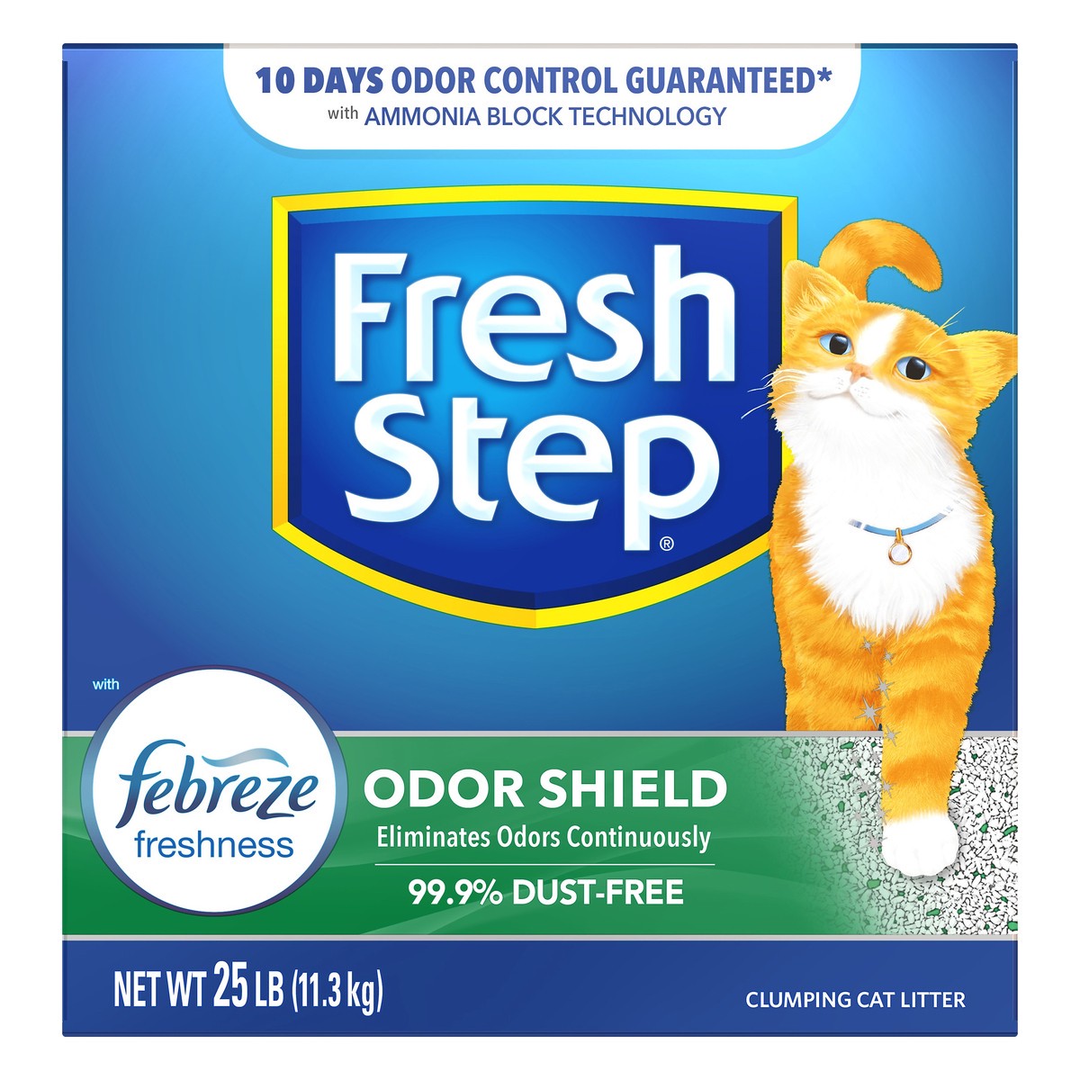 slide 1 of 1, Fresh Step Odor Shield Scented Scoopable Cat Litter, 25 lb