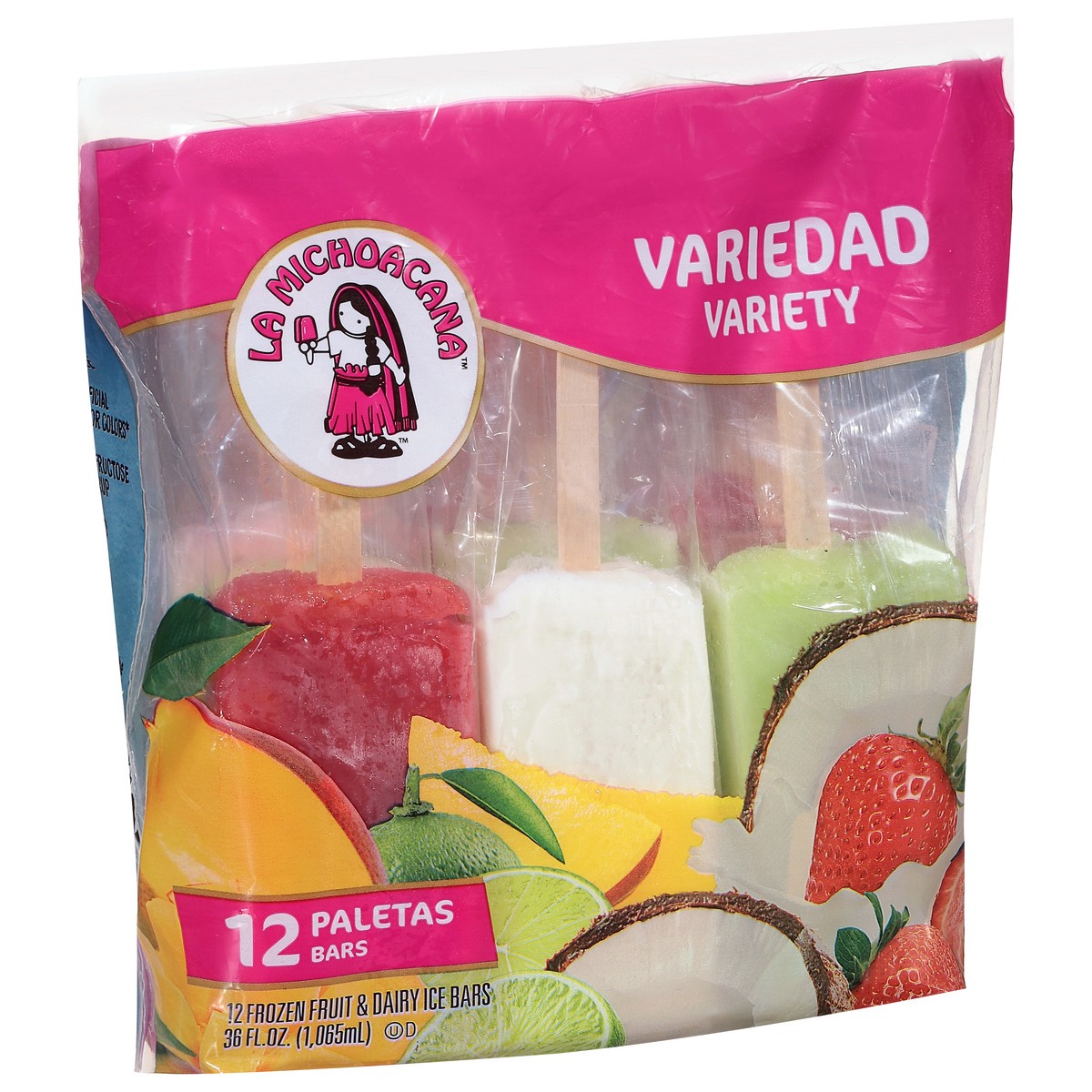 slide 8 of 9, La Michoacana Frozen Fruit & Dairy Ice Bars Variety 12 ea, 12 ct