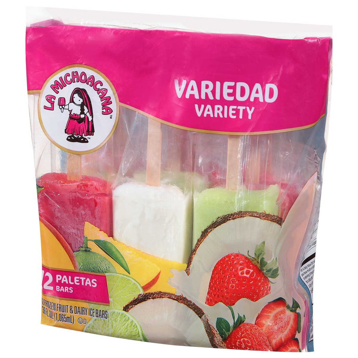 slide 9 of 9, La Michoacana Frozen Fruit & Dairy Ice Bars Variety 12 ea, 12 ct