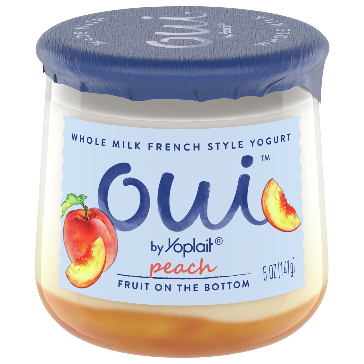 slide 1 of 8, Oui by Yoplait French Style Peach Whole Milk Yogurt, 5 OZ Jar, 5 oz