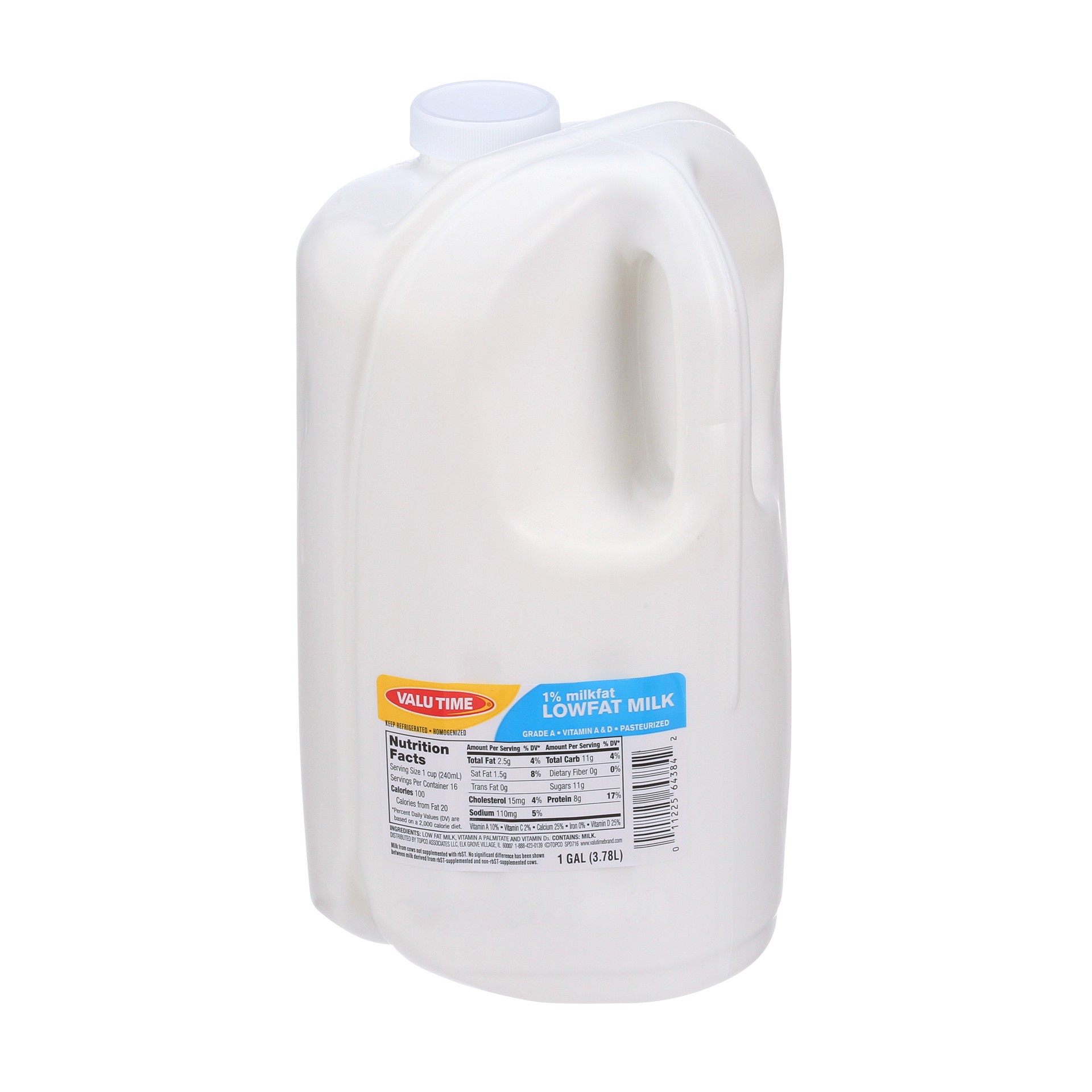 slide 1 of 1, Valu Time 1% Lowfat Milk, 128 fl oz