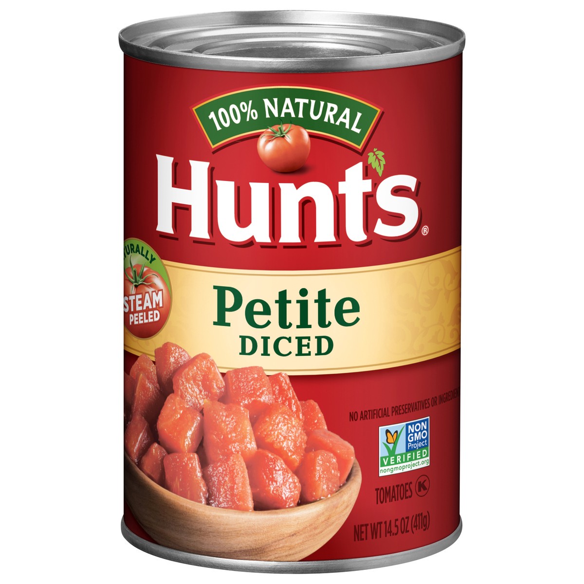 slide 1 of 1, Hunt's 100% Natural Petite Diced Tomatoes, 14.5 oz