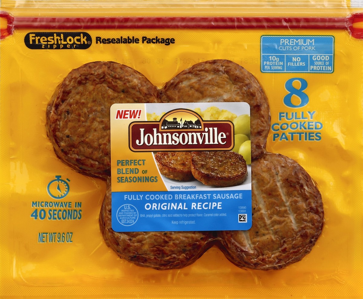 slide 5 of 5, Johnsonville Fully Cooked Original Sausage Patties, 8 ct; 9.6 oz