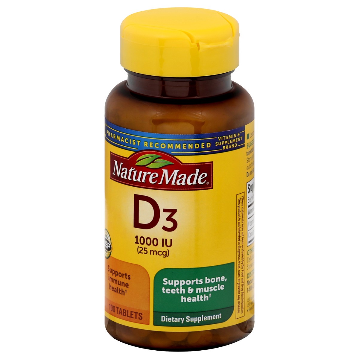 slide 5 of 12, Nature Made Vitamin D3 1000 IU (25 mcg), Dietary Supplement for Bone, Teeth, Muscle and Immune Health Support, 100 Tablets, 100 Day Supply, 100 ct