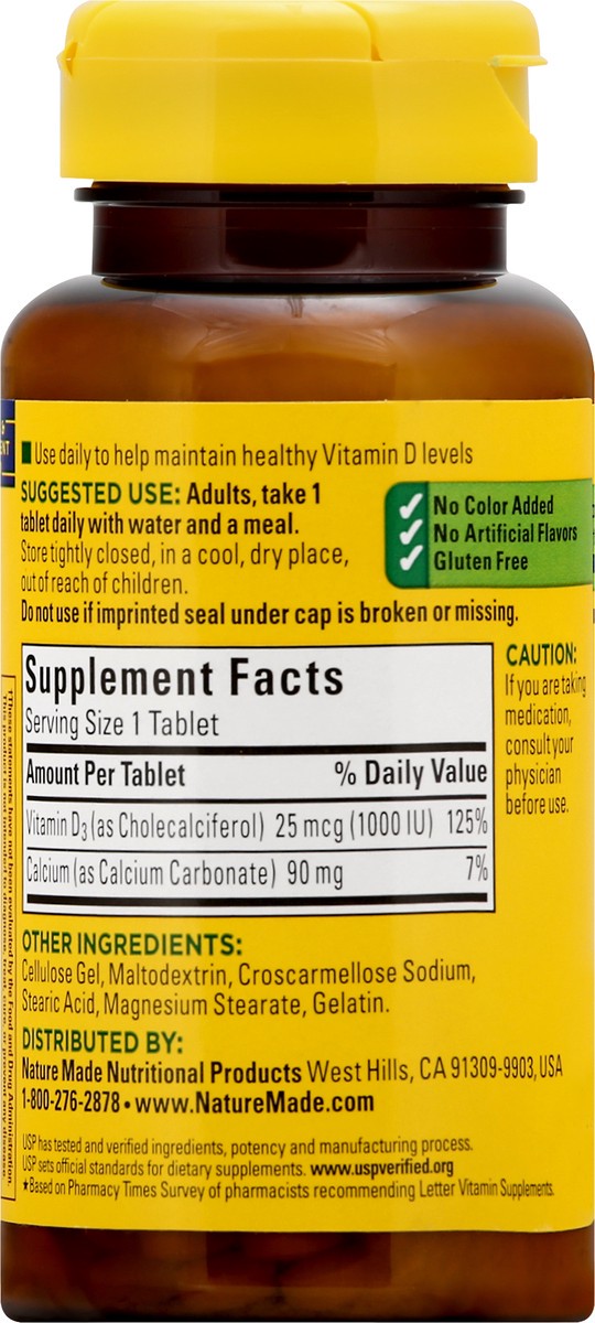 slide 3 of 12, Nature Made Vitamin D3 1000 IU (25 mcg), Dietary Supplement for Bone, Teeth, Muscle and Immune Health Support, 100 Tablets, 100 Day Supply, 100 ct