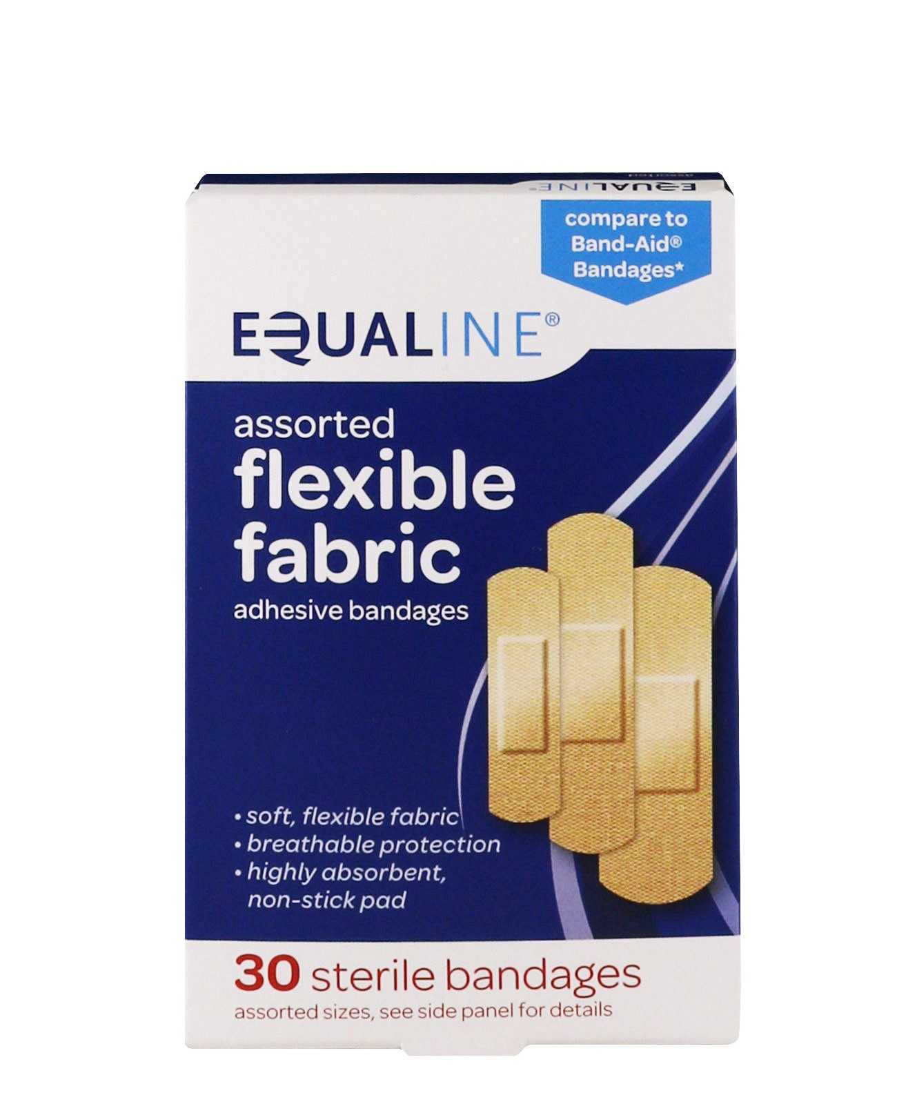 slide 1 of 1, Equaline Assorted Flexible Fabric Adhesive Bandages, 30 ct