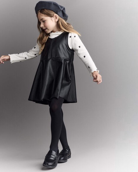 4t black dress Otteravenue Toddler Girl Faux Leather Sleeveless - Black Faux Leather black dress kids
