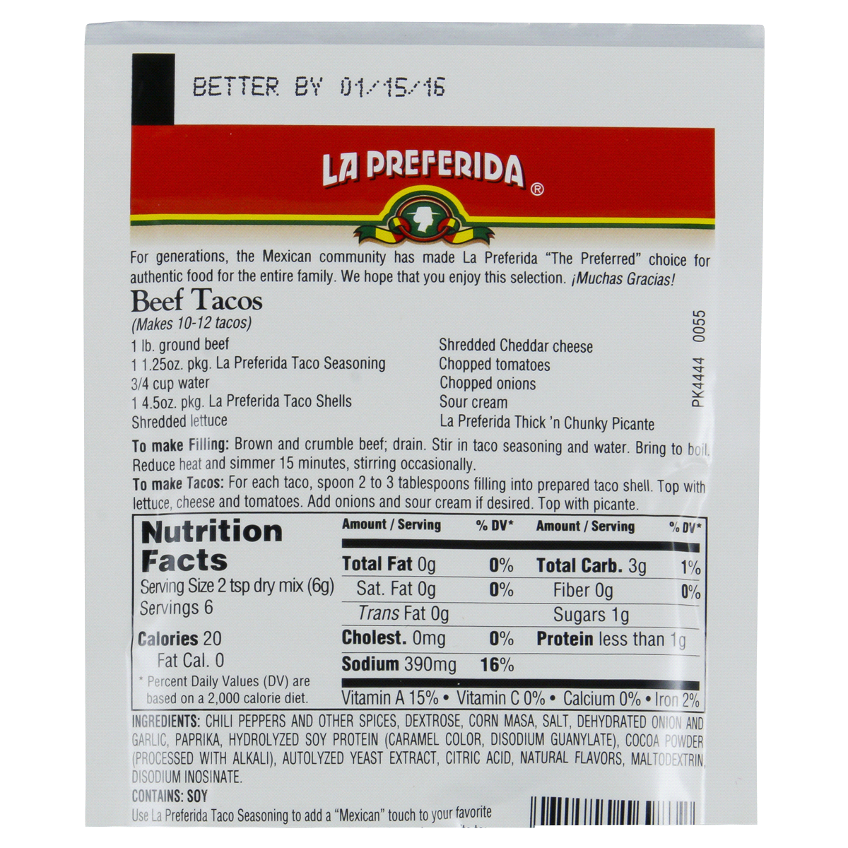 slide 2 of 2, La Preferida Taco Seasoning, 1.25 oz