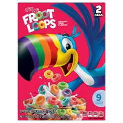 Kellogg''s Froot Loops Breakfast Cereal, Kids Cereal, Family Breakfast, Original, 43.6oz Box (2 Bags)