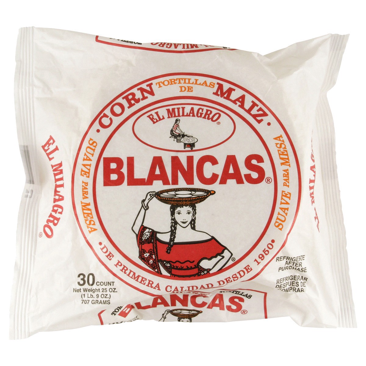 slide 1 of 13, El Milagro El Blancas Corn Tortillas, 25 oz