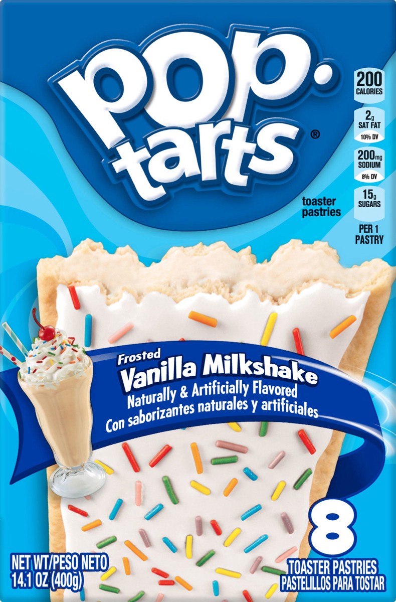 slide 7 of 8, Kellogg's Pop-Tarts Frosted Vanilla Milkshake Toaster Pastries, 8 ct; 14.1 oz