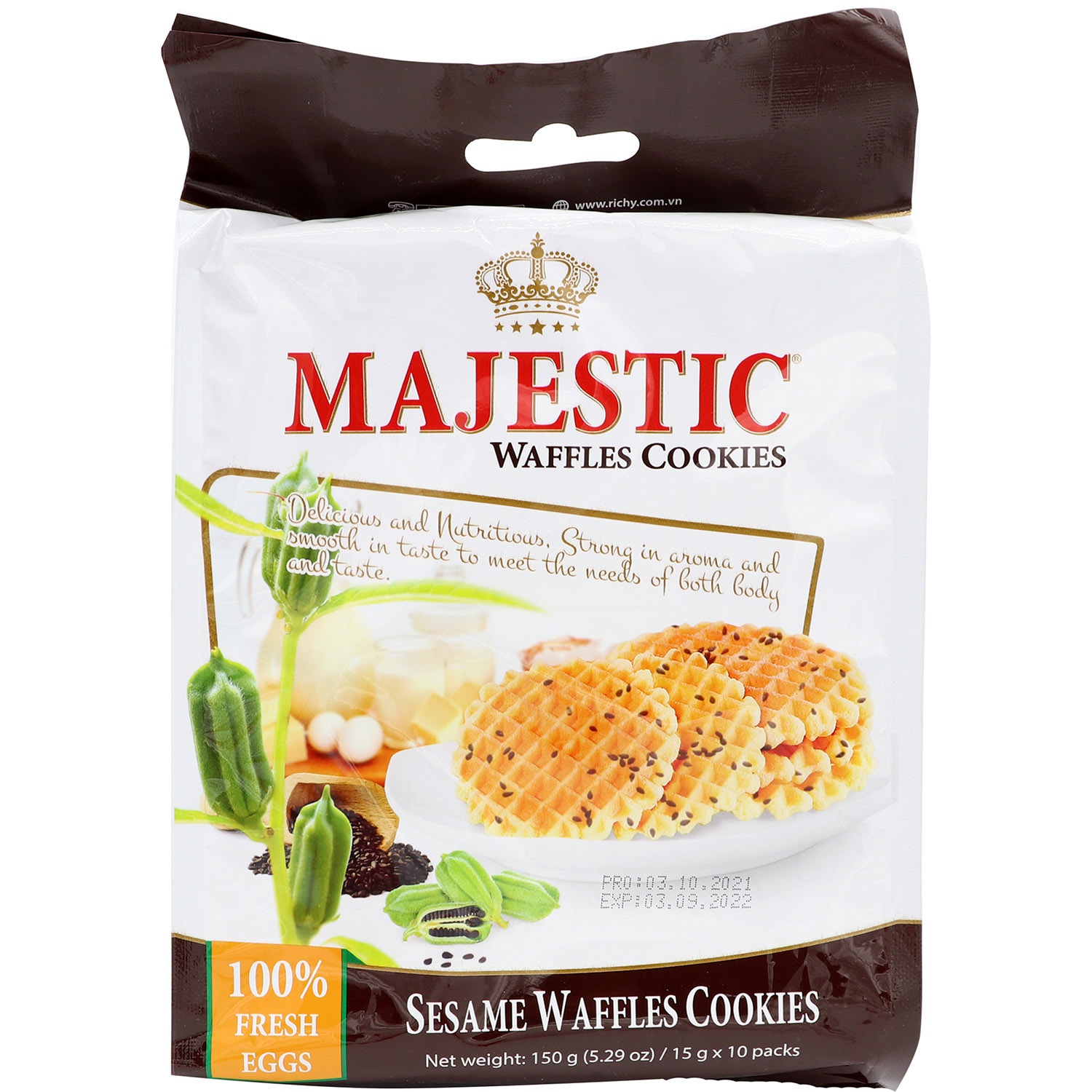 slide 1 of 1, Richy Ricky Majestic Sesame Waffles Cookie, 5.29 oz