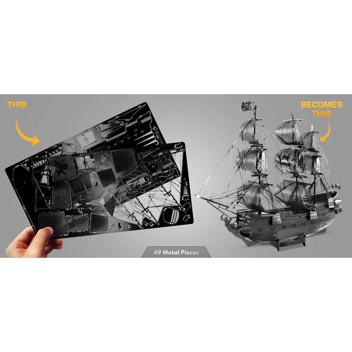 slide 9 of 9, Fascinations Metal Earth Premium Series Black Pearl Black Version Steel Model Kit, 5.75 in x 1.75 in x 4.5 in