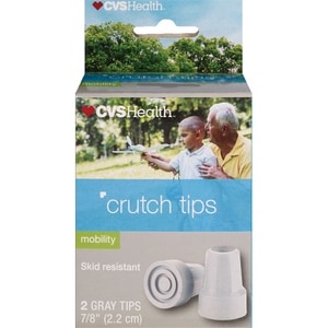slide 1 of 1, CVS Health Gray Crutch Tips 7/8'', 1 ct