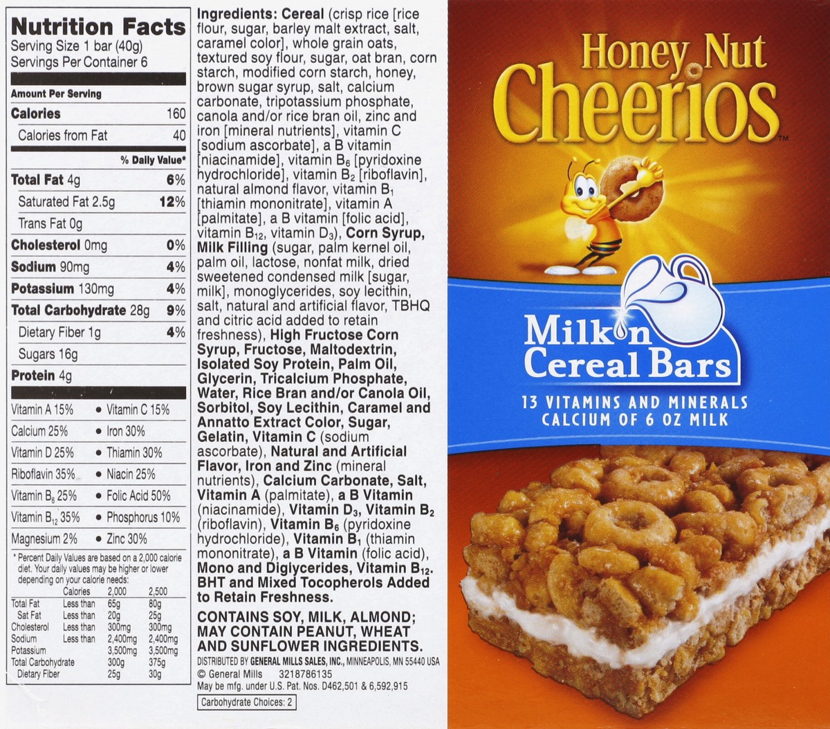 slide 5 of 8, Cheerios General Mills Cheerios Honey Nut Milk'n Cereal Bars - 6 CT, 6 ct