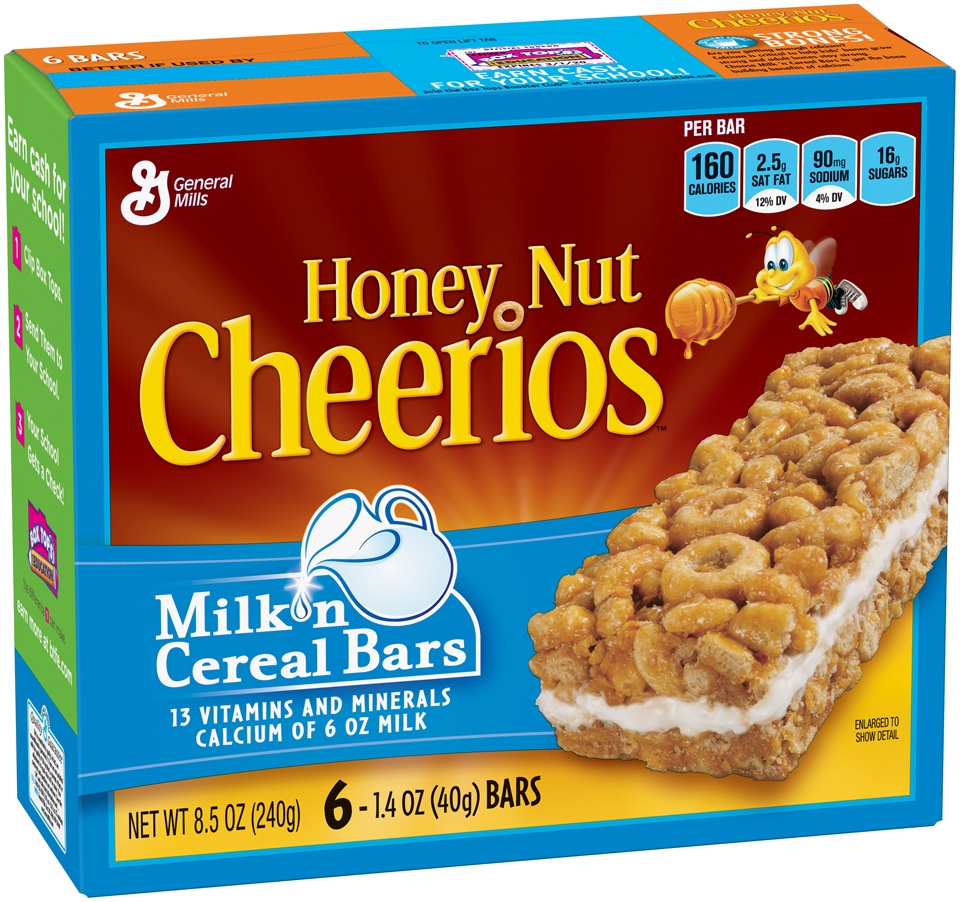slide 1 of 1, Cheerios General Mills Cheerios Honey Nut Milk'n Cereal Bars - 6 CT, 6 ct