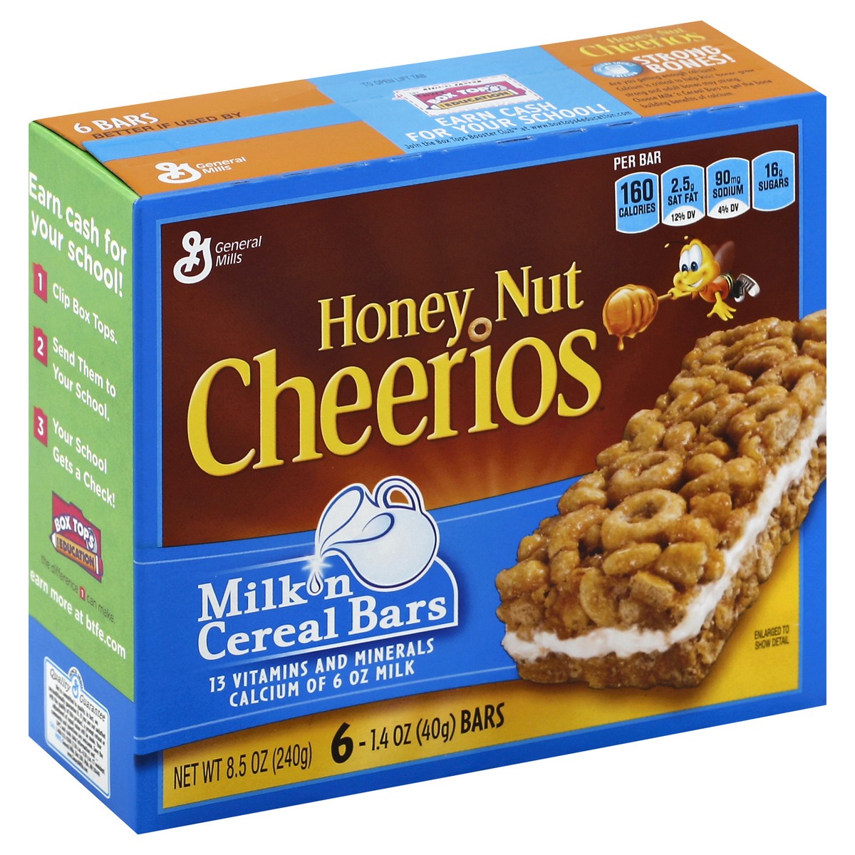 slide 2 of 8, Cheerios General Mills Cheerios Honey Nut Milk'n Cereal Bars - 6 CT, 6 ct