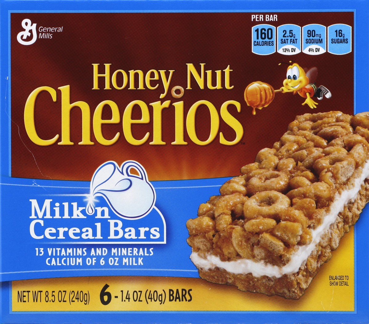 slide 1 of 8, Cheerios General Mills Cheerios Honey Nut Milk'n Cereal Bars - 6 CT, 6 ct