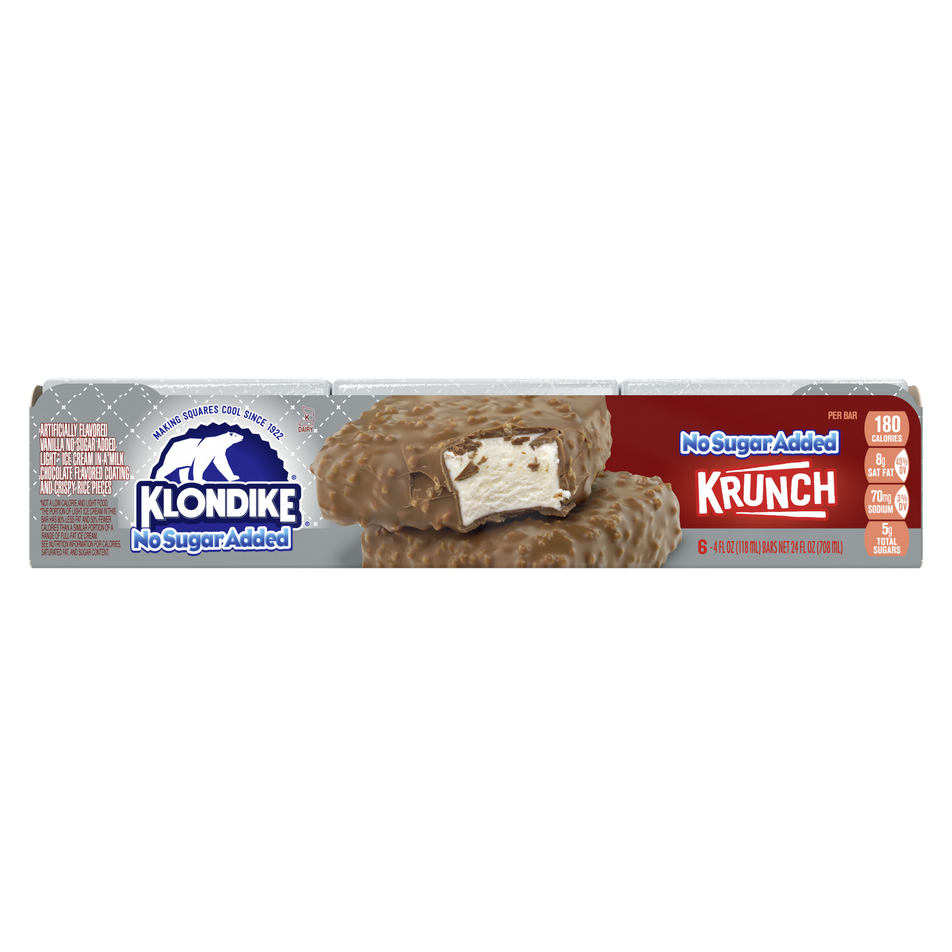 slide 2 of 7, Klondike Frozen Dairy Dessert Bars Krunch No Sugar Added, 4 fl oz, 6 Count, 6 ct