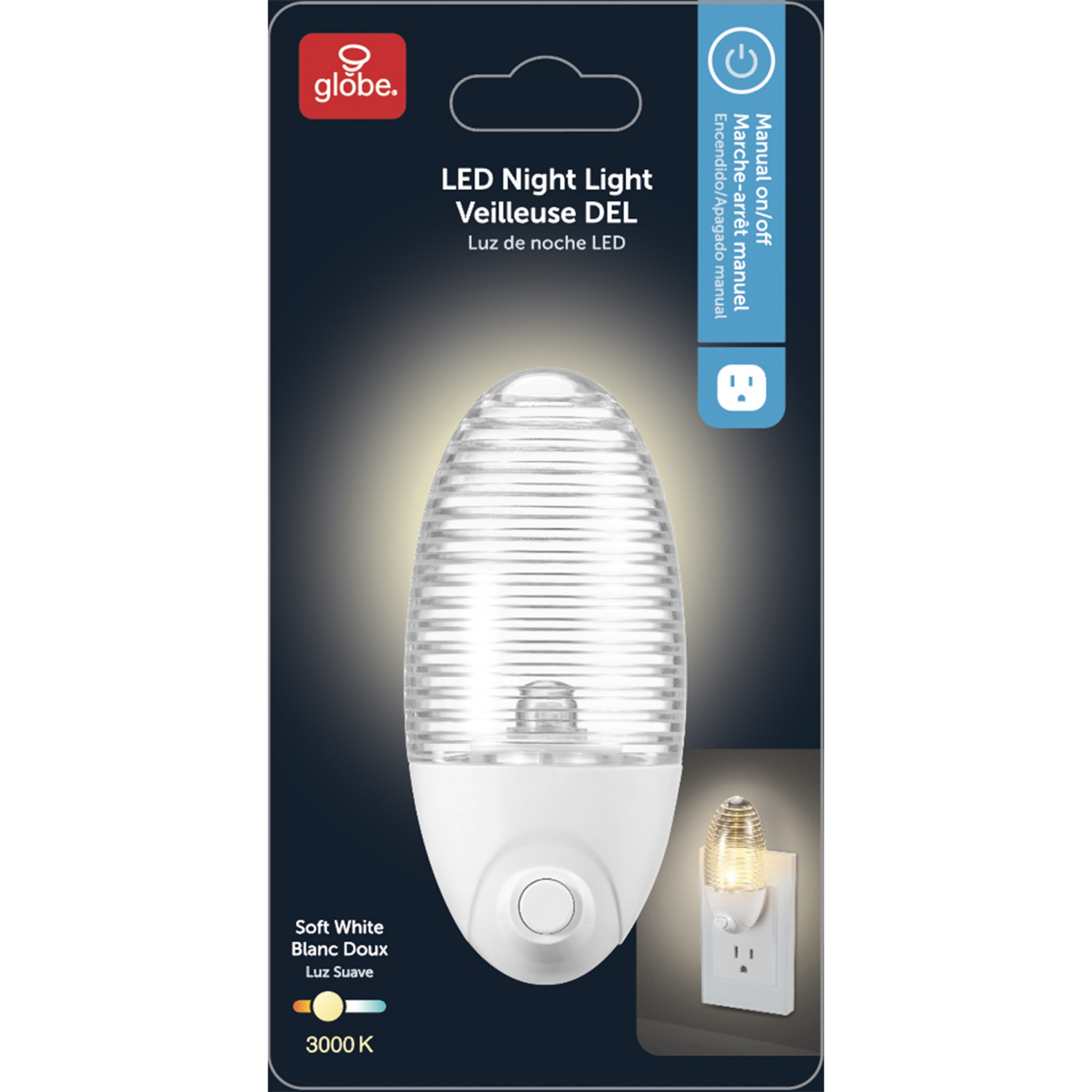 slide 2 of 2, Globe Night Light Led Push On/off, 1 ct