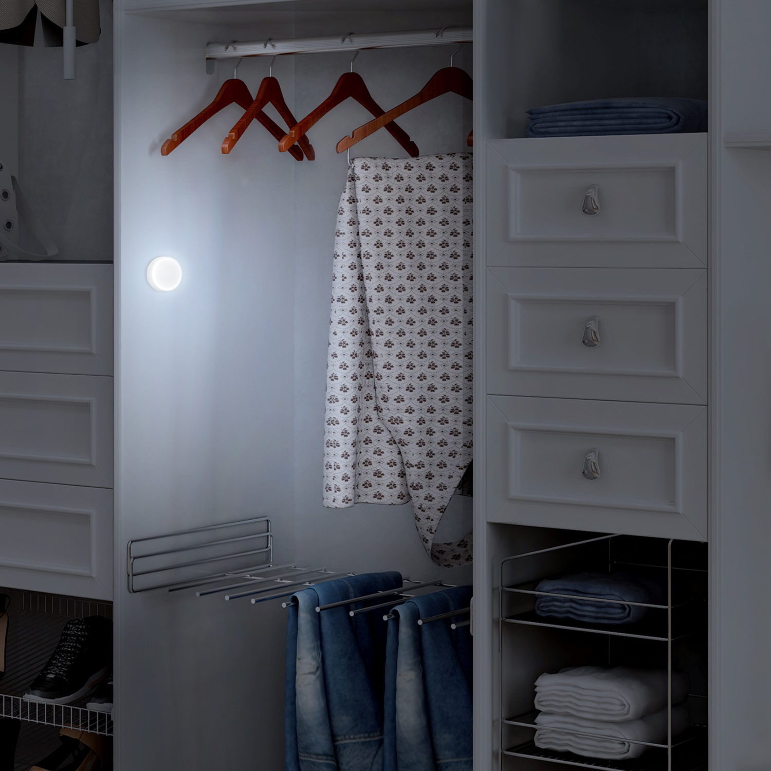 slide 3 of 3, Globe 2pk 3in Push Nightight Battery Operated, 2 ct