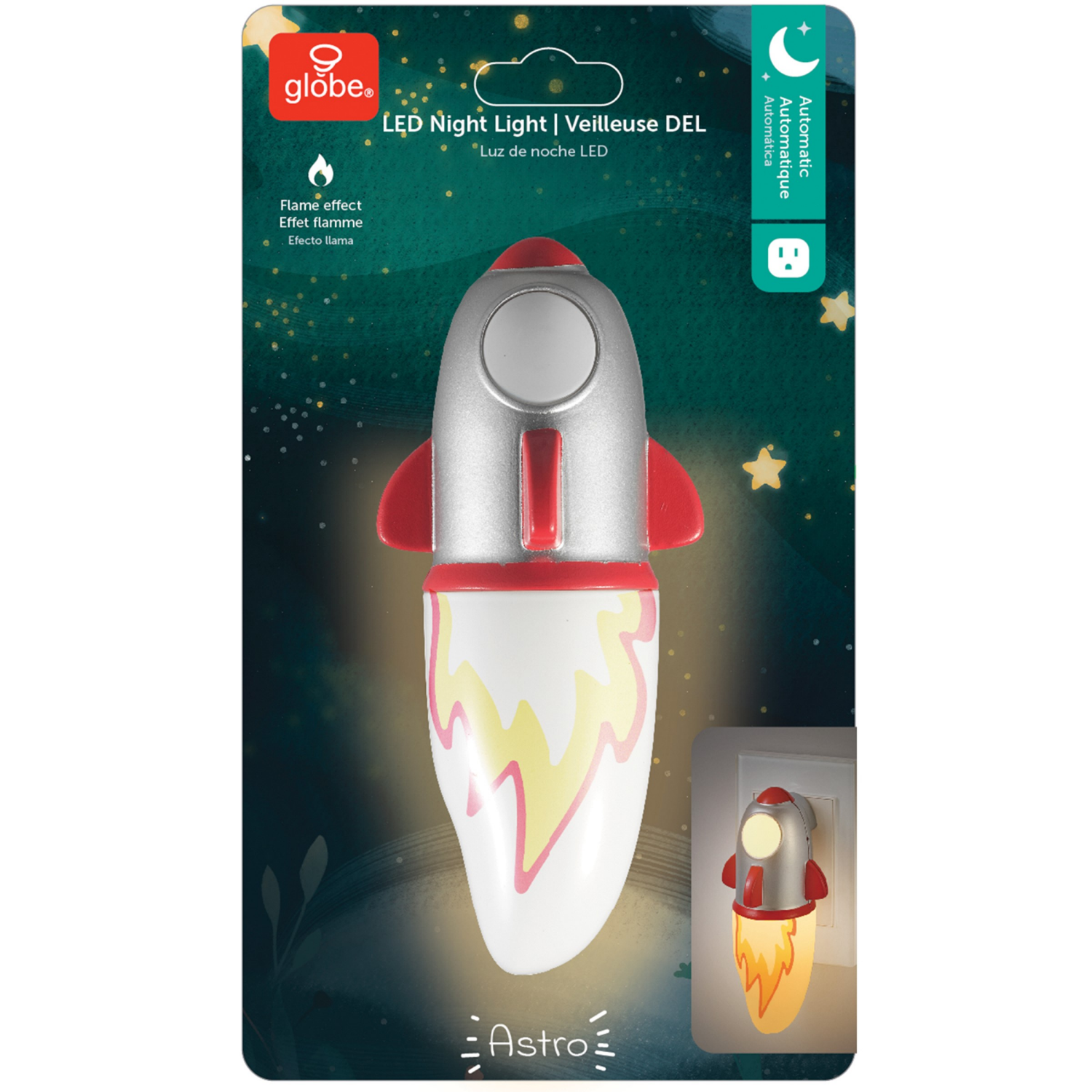 slide 2 of 3, Globe Electric LED Rocket NL Flame Light Warm White 3000K Auto on/off PDQ 6 units, 1 ct