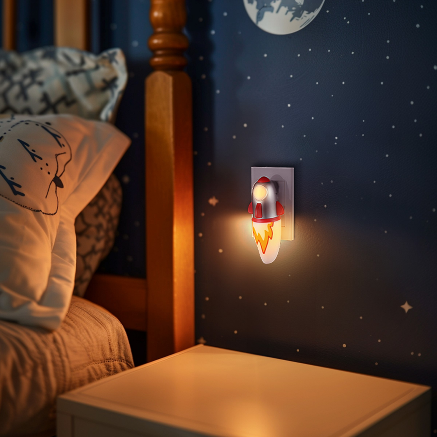 slide 3 of 3, Globe Electric LED Rocket NL Flame Light Warm White 3000K Auto on/off PDQ 6 units, 1 ct