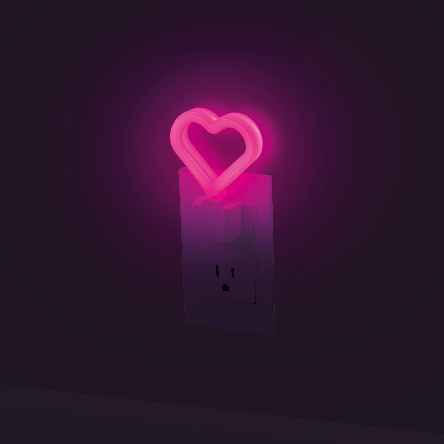 slide 3 of 3, Globe Electric LED Heart Neon NL Pink Light Auto on/off PDQ 6 units, 1 ct