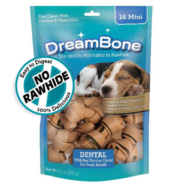 slide 1 of 2, DreamBone Mini Dental Chews 16 Count, Rawhide-Free Chews For Dogs, Helps Maintain Healthy Teeth, 0.6 lb