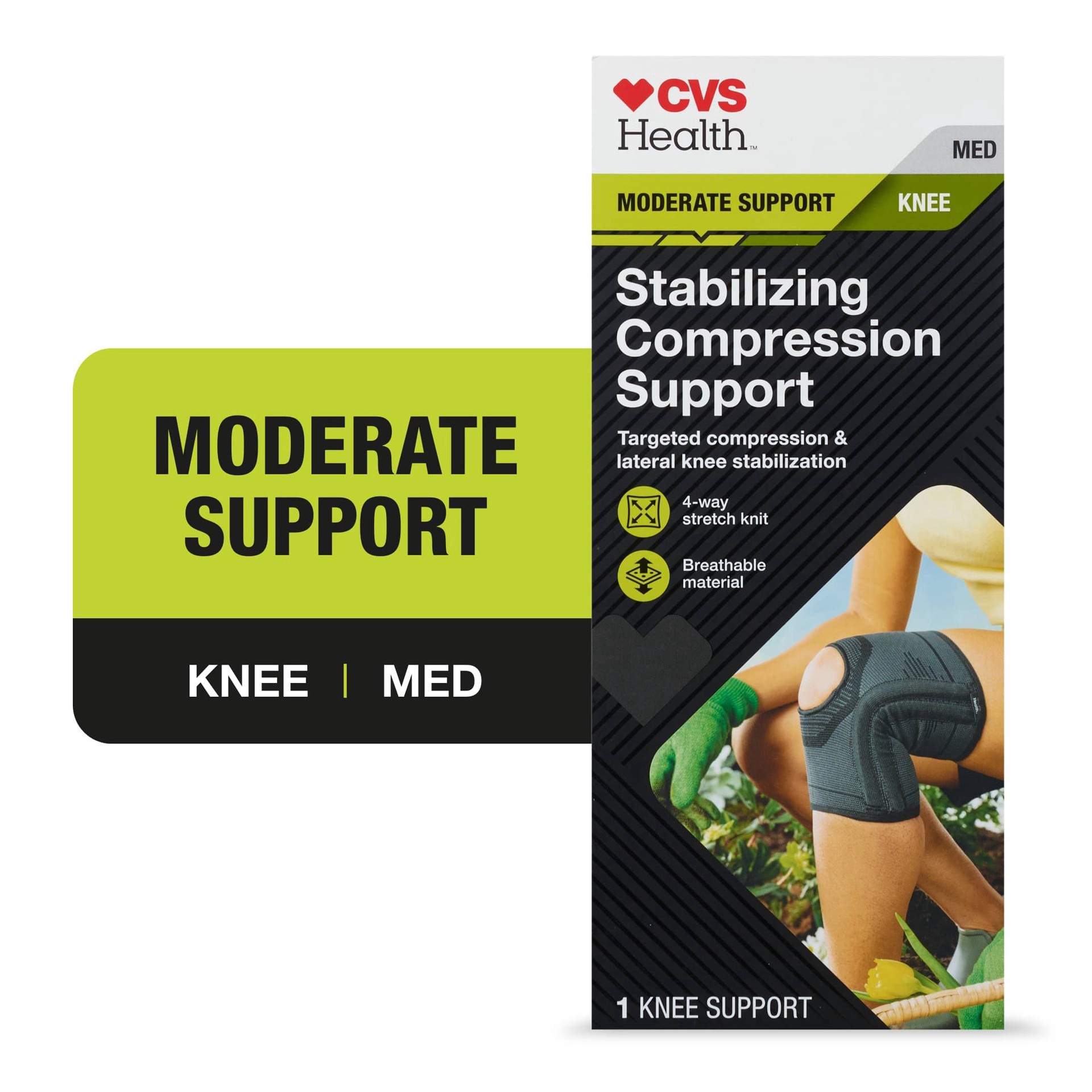 slide 1 of 1, CVS Health Stabilizing Compression Knee Support, Medium, 1 ct