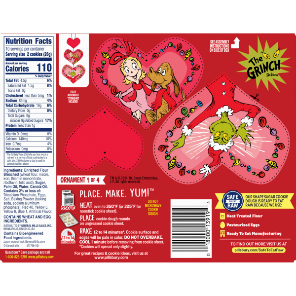 slide 11 of 13, Pillsbury Dr. Seuss The Grinch Shape Sugar Cookie Dough 20 Count, 9.1 OZ, 20 ct; 9.1 oz