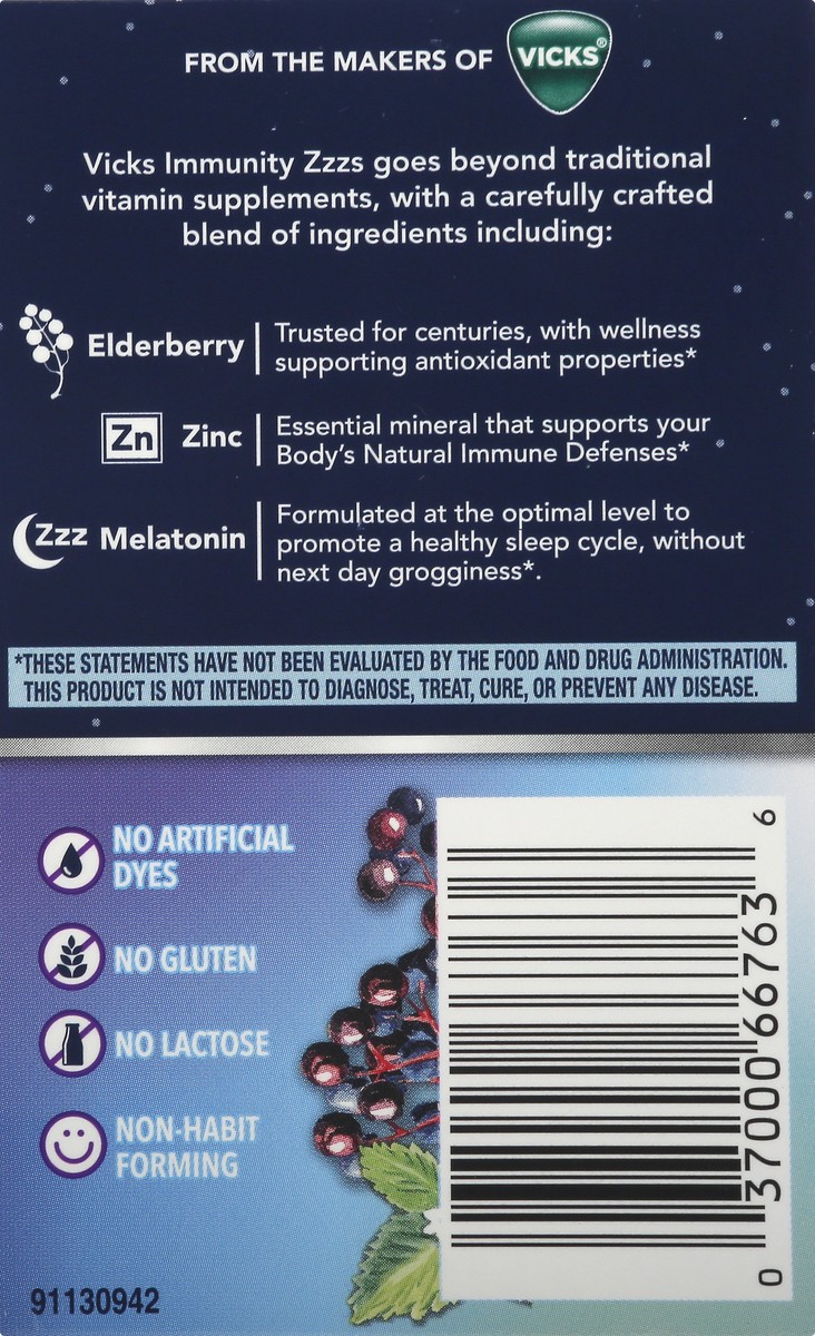 slide 3 of 9, Vicks Chewable Tablets Elderberry Immunity Zzzs 28 ea, 28 ct