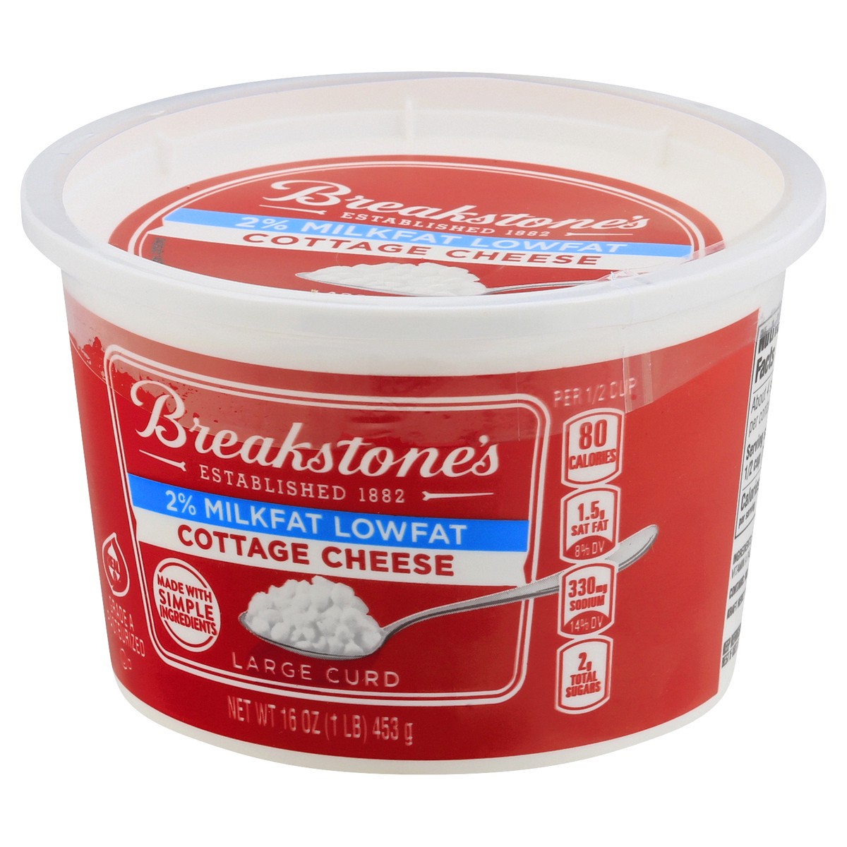 slide 10 of 10, Breakstone's Lowfat Large Curd Cottage Cheese with 2% Milkfat, 16 oz Tub, 16 oz