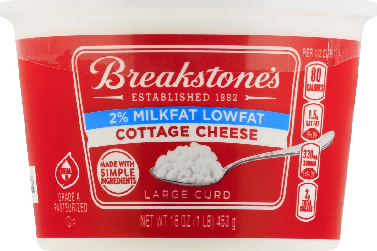 slide 4 of 10, Breakstone's Lowfat Large Curd Cottage Cheese with 2% Milkfat, 16 oz Tub, 16 oz