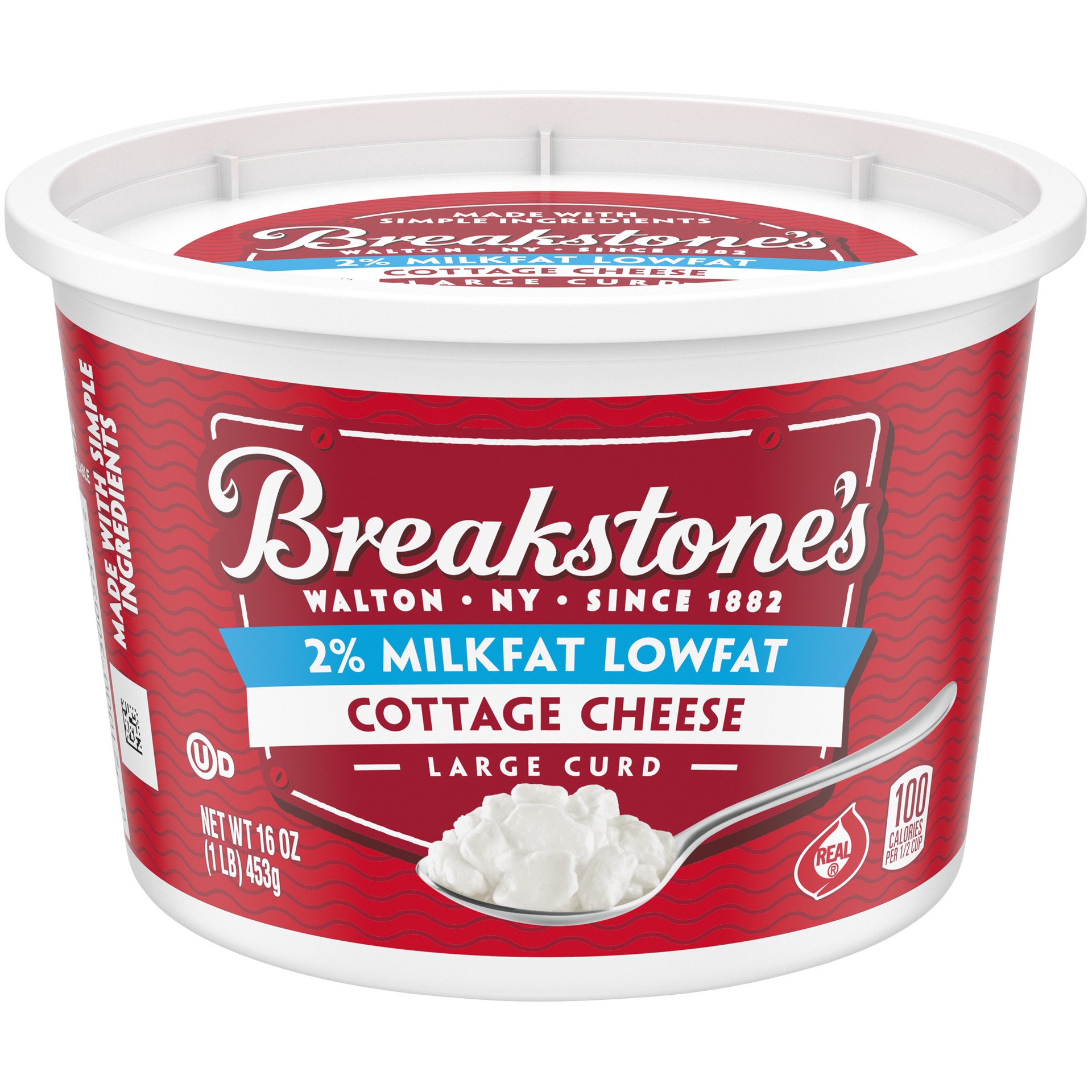 slide 1 of 10, Breakstone's Lowfat Large Curd Cottage Cheese with 2% Milkfat, 16 oz Tub, 16 oz