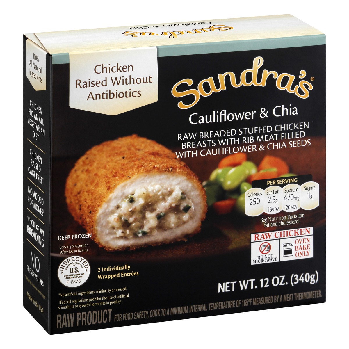 slide 2 of 12, Sandra's Cauliflower & Chia Stuffed Chicken Breasts, 4 EA, 4 ct