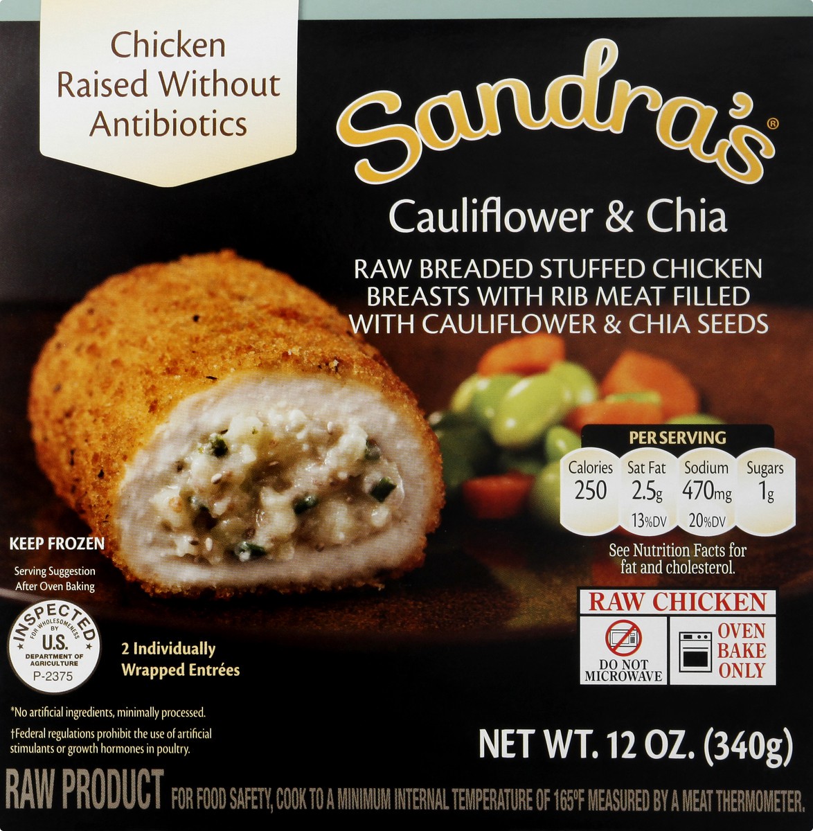 slide 10 of 12, Sandra's Cauliflower & Chia Stuffed Chicken Breasts, 4 EA, 4 ct