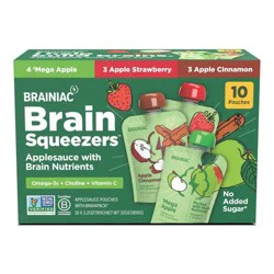Brainiac Brain Squeezers Variety Pack Assorted Applesauce - 10 - 3.2 oz Pouches