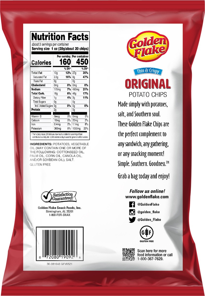 slide 9 of 11, Golden Flake Potato Chips Thin&Crispy Original, 2.75 oz