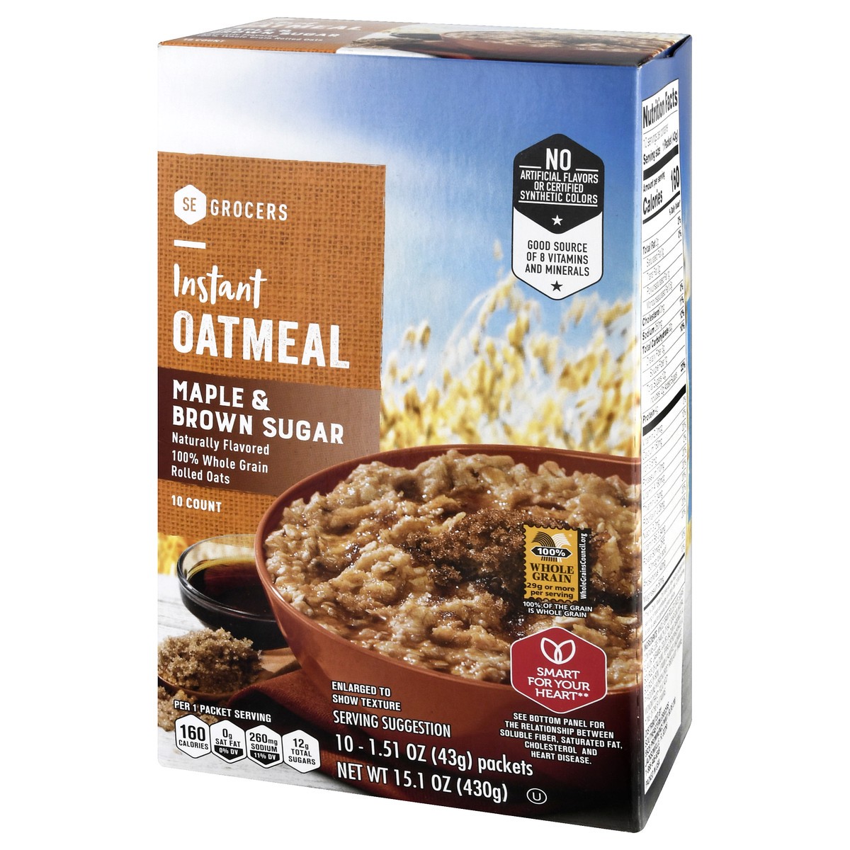 slide 5 of 9, SE Grocers Oatmeal Instant Maple & Brown Sugar, 15.1 oz