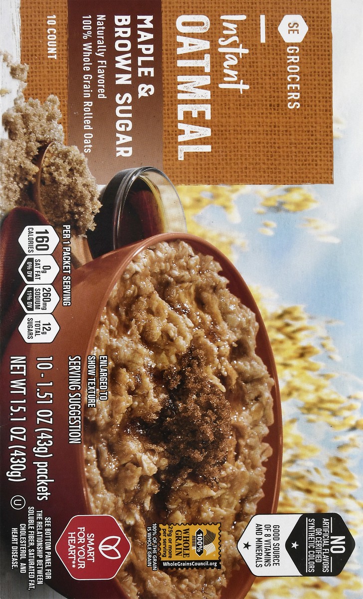 slide 7 of 9, SE Grocers Oatmeal Instant Maple & Brown Sugar, 15.1 oz