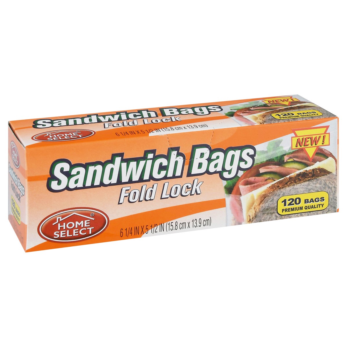 slide 3 of 9, Home Select Fold Lock Sandwich Bags 120 ea, 120 ct