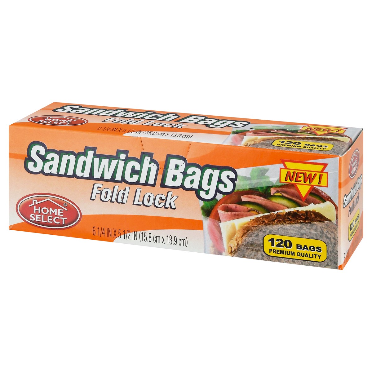 slide 4 of 9, Home Select Fold Lock Sandwich Bags 120 ea, 120 ct