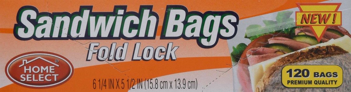 slide 9 of 9, Home Select Fold Lock Sandwich Bags 120 ea, 120 ct