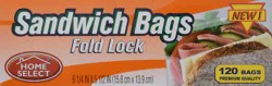 Home Select Fold Lock Sandwich Bags - 120 ea