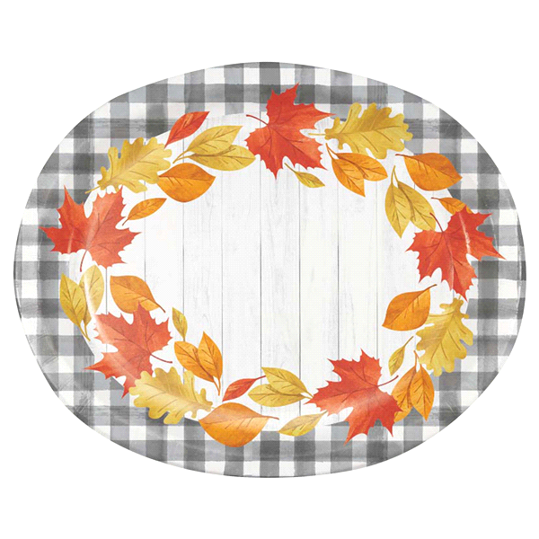 slide 1 of 1, Creative Converting Falling Leaves Party Oval Platters, 8 ct