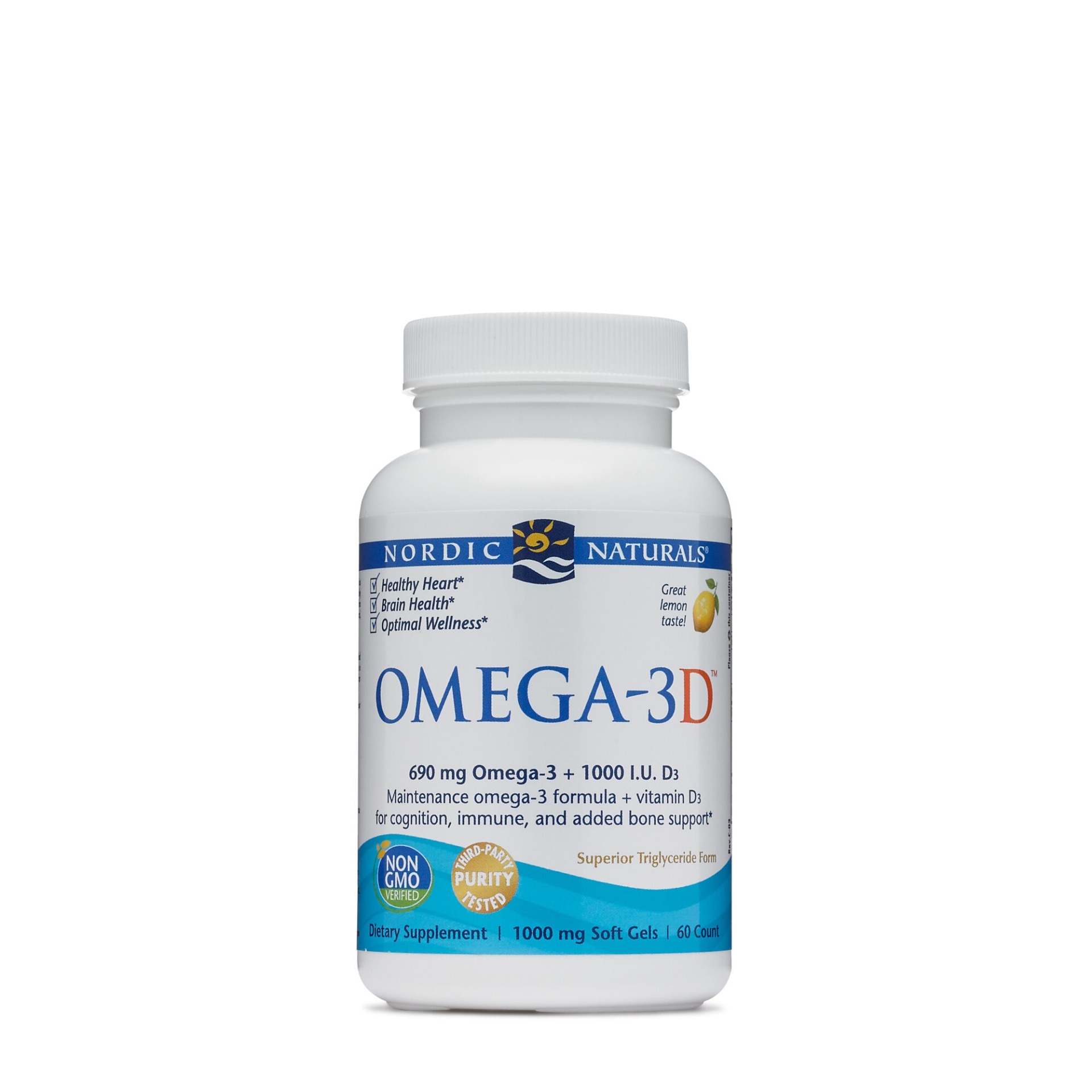 slide 1 of 1, Nordic Naturals Omega-3d Fish Oil Lemon, 60 ct