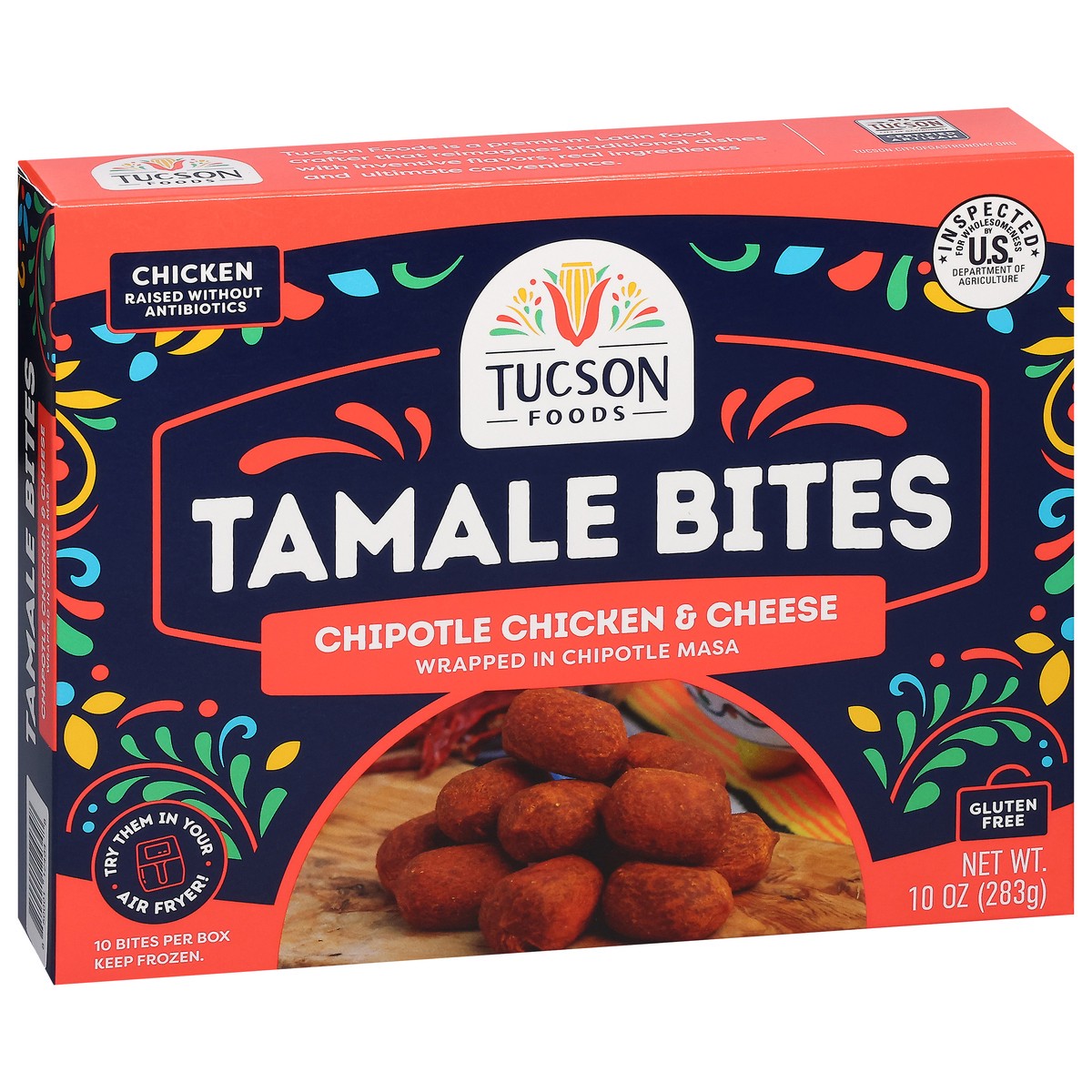 slide 9 of 15, Tucson Foods Chipotle Chicken & Cheese Tamale Bites 10 ea, 10 ct
