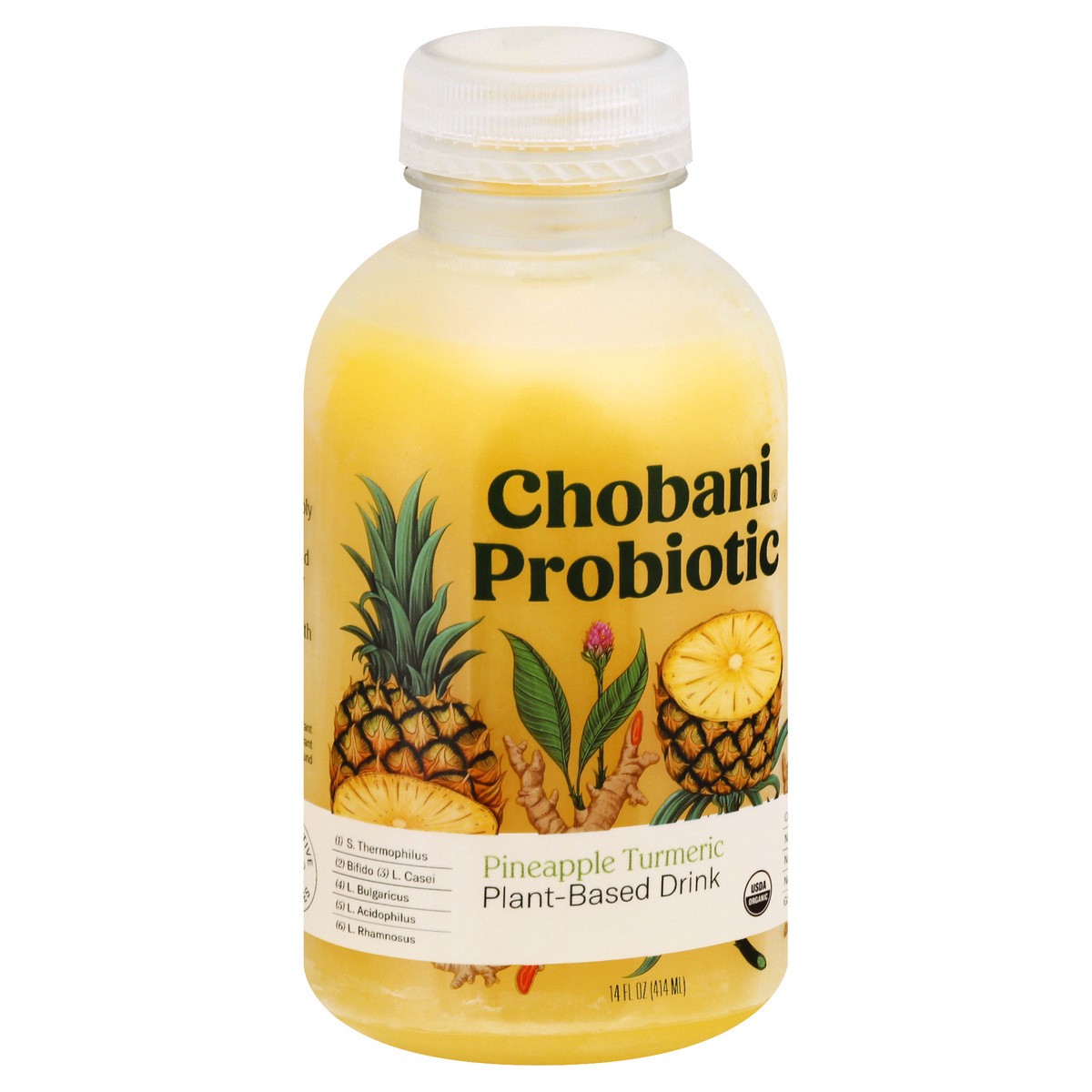 slide 5 of 9, Chobani Pineapple Probiotic Plant Based Drink, 14 oz