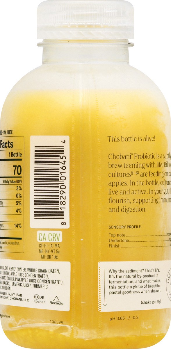 slide 9 of 9, Chobani Pineapple Probiotic Plant Based Drink, 14 oz